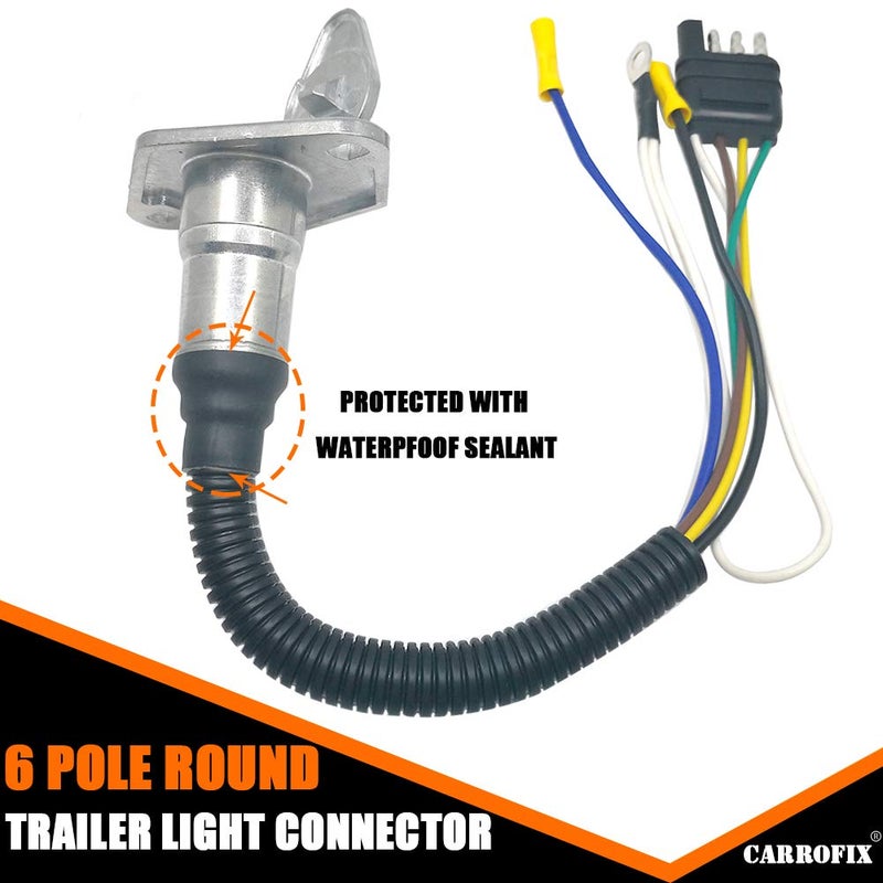 CARROFIX محول توصيل مقطورة CARROFIX 4 طرق مسطح إلى 6 قطب دائري مع موصل 6 طرق مع حامل تثبيت - Image 5